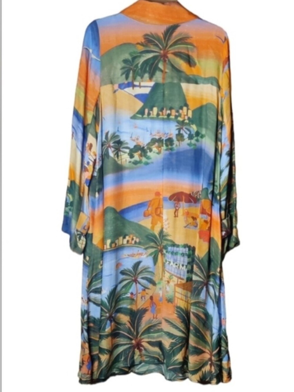 Farm Rio Carioca Lending Tropical Print Long Sleeve Shirt Dress Size Small - Picture 5 of 10